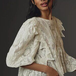 ANTHROPOLOGIE Forever That Girl Babydoll Lace Blouse